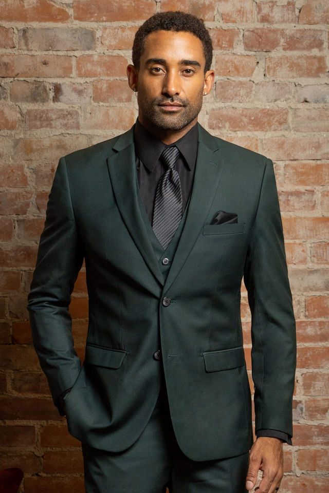 DARK GREEN STRETCH SUIT