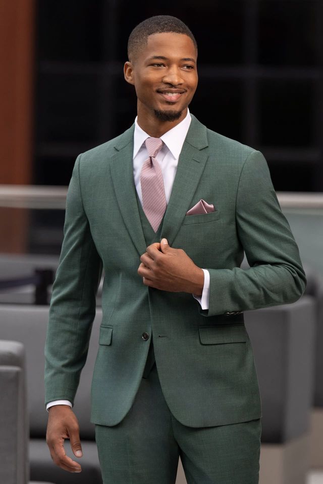 FOREST GREEN STRETCH SUIT